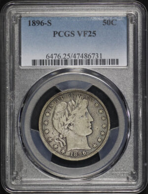Obverse of this 1896-S Barber Half Dollar PCGS VF-25