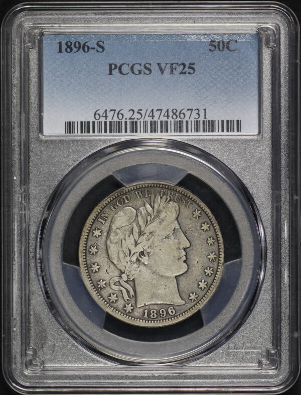 Obverse of this 1896-S Barber Half Dollar PCGS VF-25