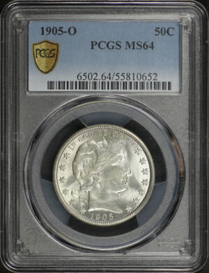 Obverse of this 1905-O Barber Half Dollar PCGS MS-64
