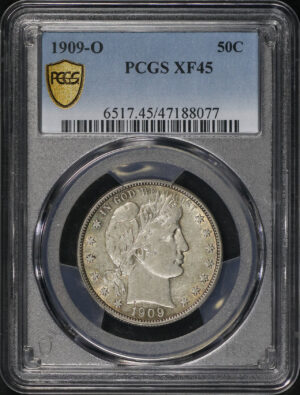 Obverse of this 1909-O Barber Half Dollar PCGS XF-45