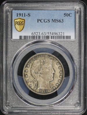 Obverse of this 1911-S Barber Half Dollar PCGS MS-63