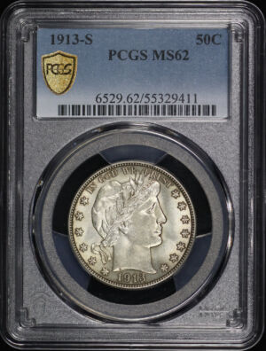 Obverse of this 1913-S Barber Half Dollar PCGS MS-62