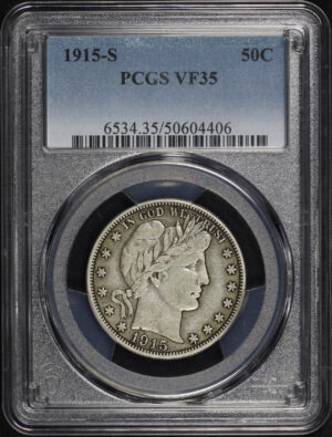 Obverse of this 1915-S Barber Half Dollar PCGS VF-35