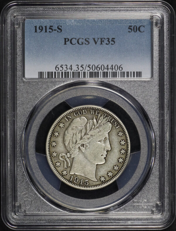 Obverse of this 1915-S Barber Half Dollar PCGS VF-35