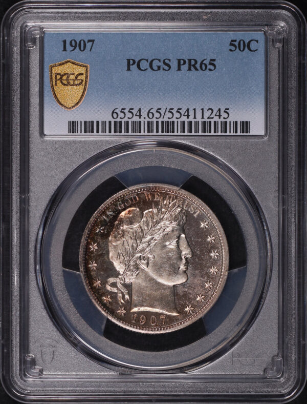 Obverse of this 1907 Barber Half Dollar PCGS PR-65