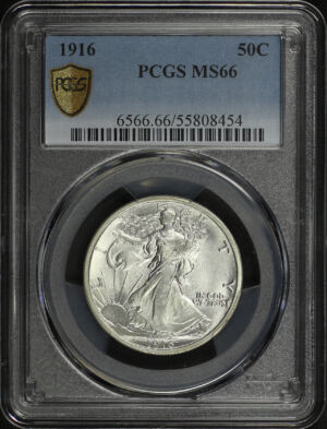 Obverse of this 1916 Walking Liberty Half Dollar PCGS MS-66
