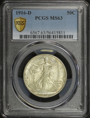 Obverse of this 1916-D Walking Liberty Half Dollar PCGS MS-63