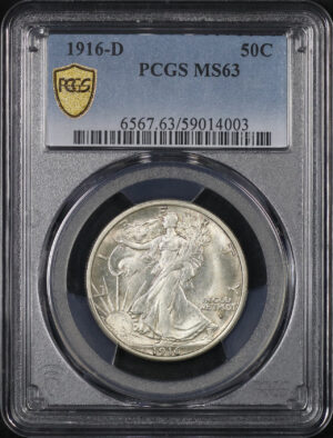 Obverse of this 1916-D Walking Liberty Half Dollar PCGS MS-63