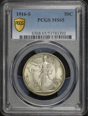 Obverse of this 1916-S Walking Liberty Half Dollar PCGS MS-65