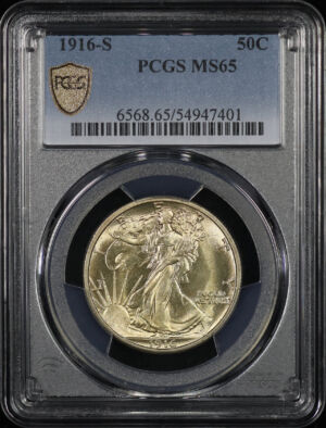 Obverse of this 1916-S Walking Liberty Half Dollar PCGS MS-65
