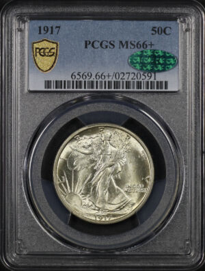 Obverse of this 1917 Walking Liberty Half Dollar PCGS MS-66+ CAC