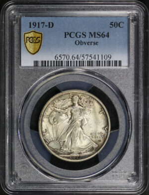 Obverse of this 1917-D Walking Liberty Half Dollar Obverse PCGS MS-64