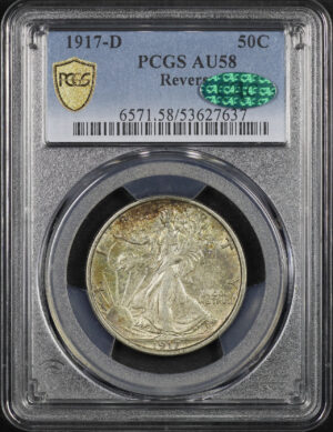 Obverse of this 1917-D Walking Liberty Half Dollar Reverse PCGS AU-58 CAC