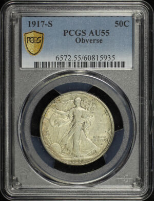 Obverse of this 1917-S Walking Liberty Half Dollar Obverse PCGS AU-55