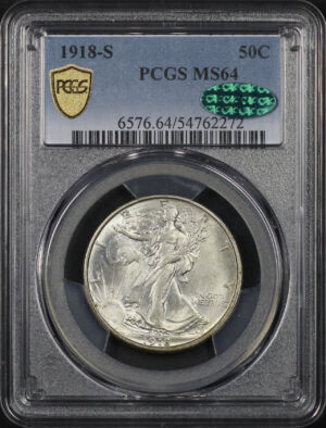 Obverse of this 1918-S Walking Liberty Half Dollar PCGS MS-64 CAC