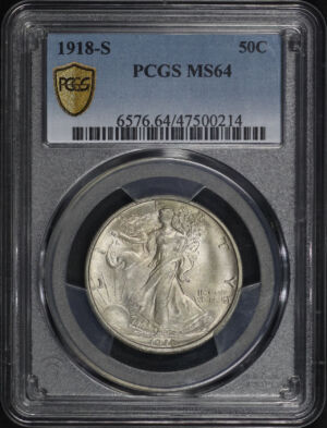 Obverse of this 1918-S Walking Liberty Half Dollar PCGS MS-64