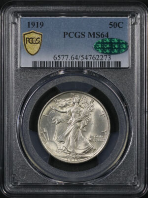 Obverse of this 1919 Walking Liberty Half Dollar PCGS MS-64 CAC