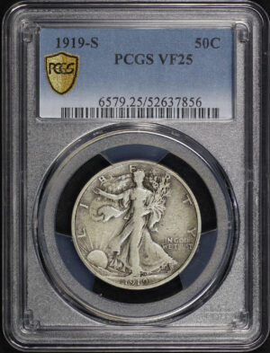 Obverse of this 1919-S Walking Liberty Half Dollar PCGS VF-25