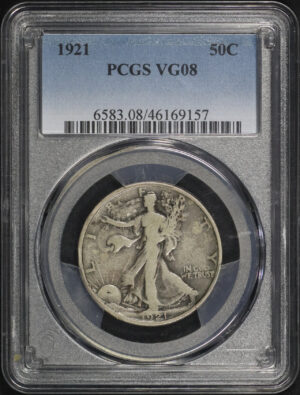 Obverse of this 1921 Walking Liberty Half Dollar PCGS VG-08
