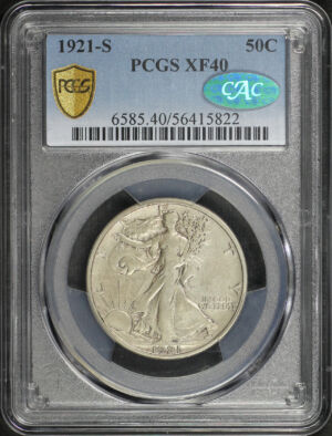 Obverse of this 1921-S Walking Liberty Half Dollar PCGS XF-40 CAC