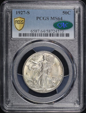Obverse of this 1927-S Walking Liberty Half Dollar PCGS MS-64 CAC