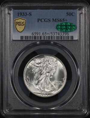 Obverse of this 1933-S Walking Liberty Half Dollar PCGS MS-65+ CAC