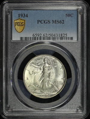 Obverse of this 1934 Walking Liberty Half Dollar PCGS MS-62