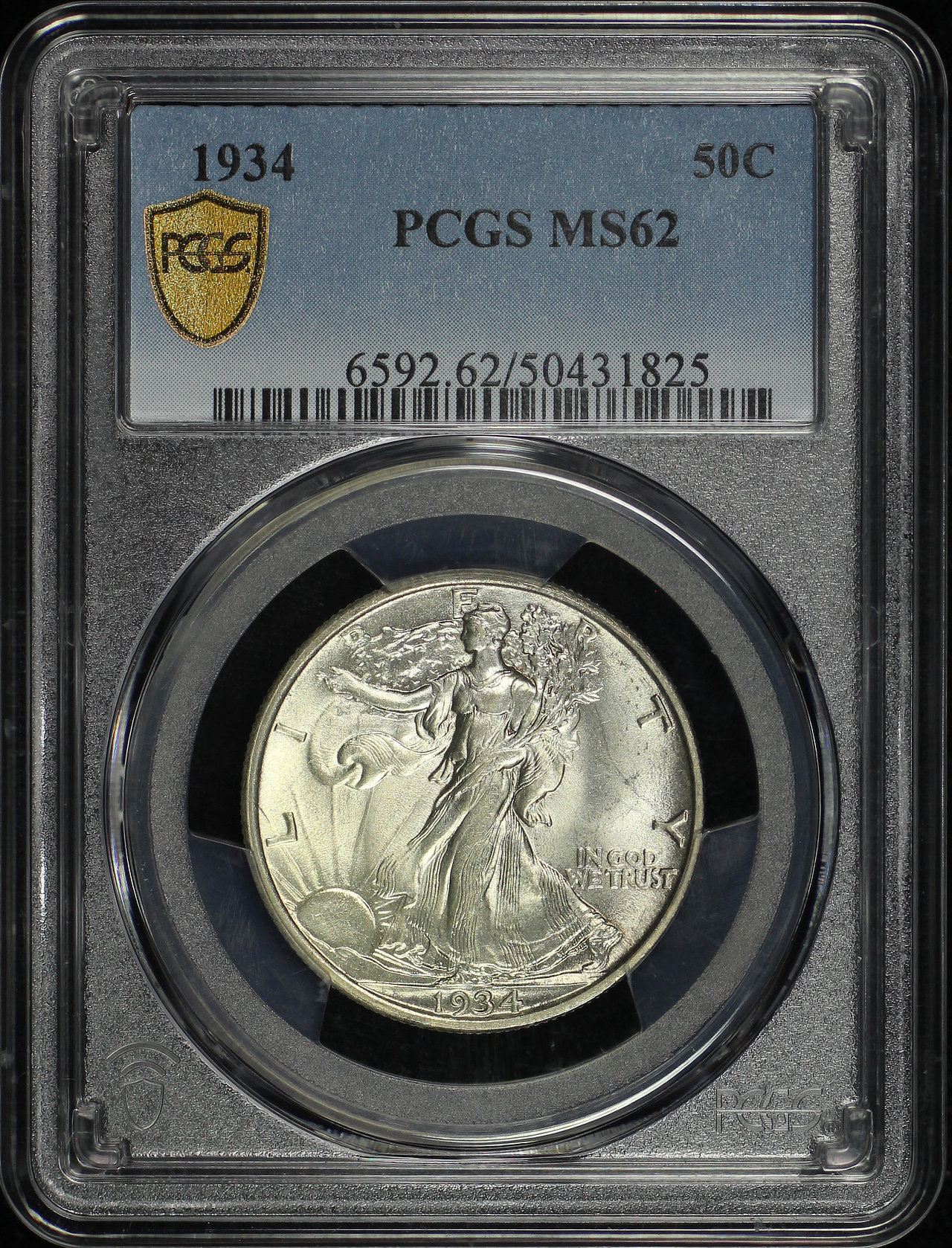 Obverse of this 1934 Walking Liberty Half Dollar PCGS MS-62