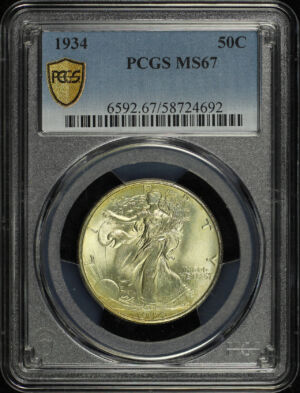 Obverse of this 1934 Walking Liberty Half Dollar PCGS MS-67
