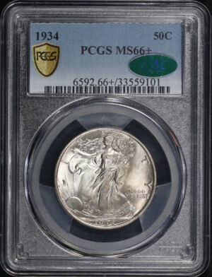 Obverse of this 1934 Walking Liberty Half Dollar PCGS MS-66+ CAC