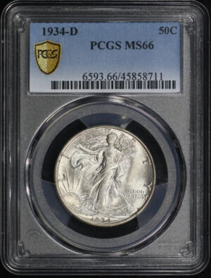 Obverse of this 1934-D Walking Liberty Half Dollar PCGS MS-66