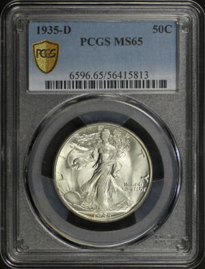 Obverse of this 1935-D Walking Liberty Half Dollar PCGS MS-65