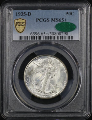 Obverse of this 1935-D Walking Liberty Half Dollar PCGS MS-65+ CAC