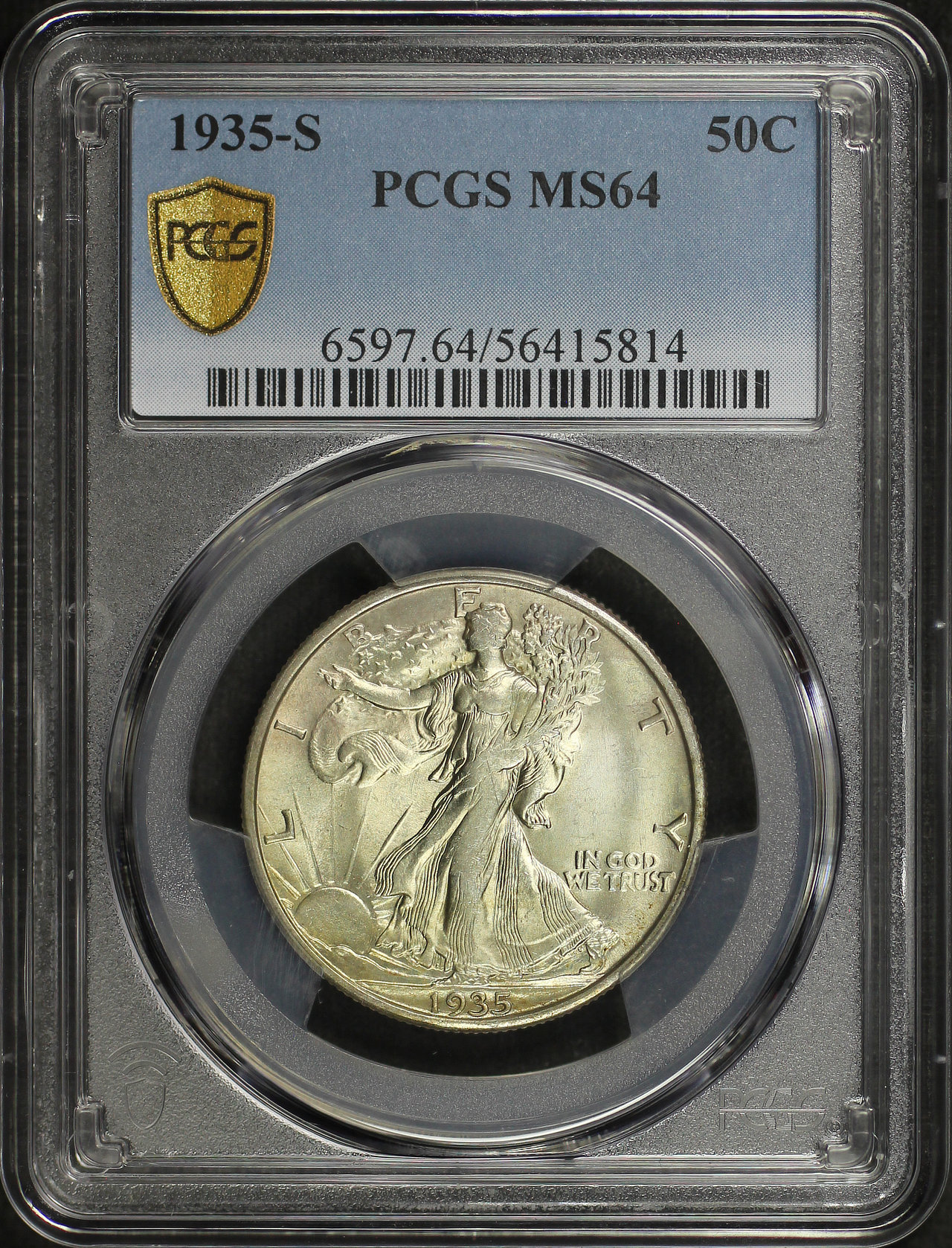 Obverse of this 1935-S Walking Liberty Half Dollar PCGS MS-64