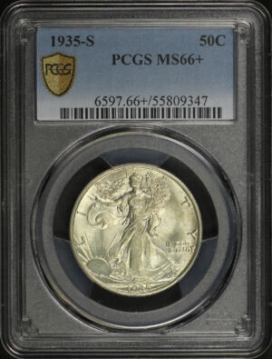 Obverse of this 1935-S Walking Liberty Half Dollar PCGS MS-66+