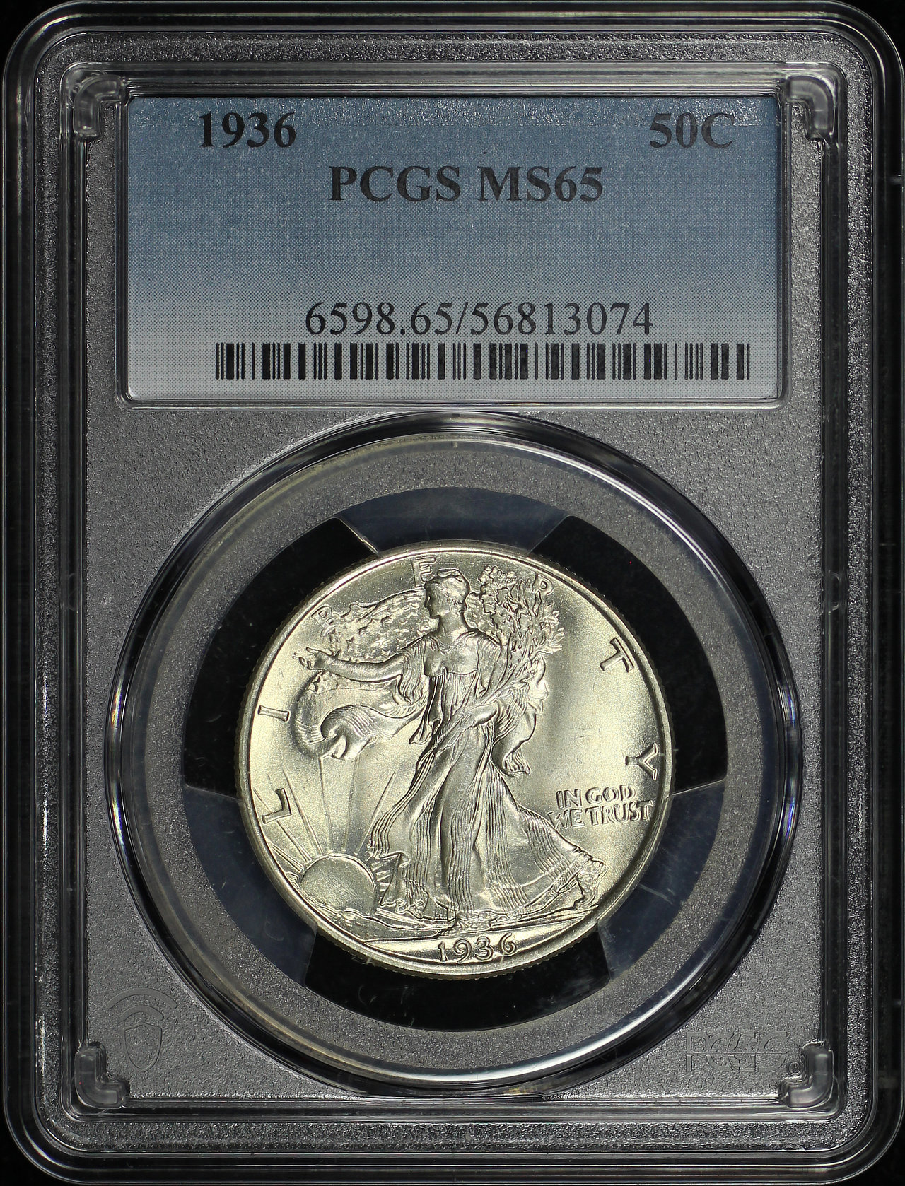 Obverse of this 1936 Walking Liberty Half Dollar PCGS MS-65