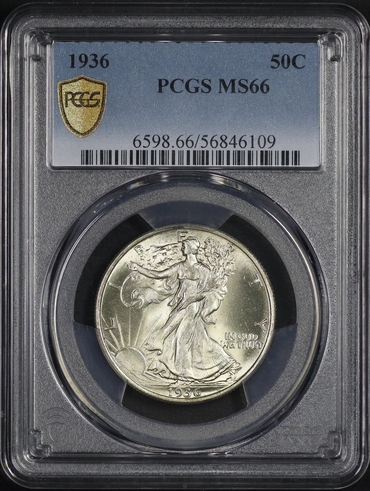 Obverse of this 1936 Walking Liberty Half Dollar PCGS MS-66