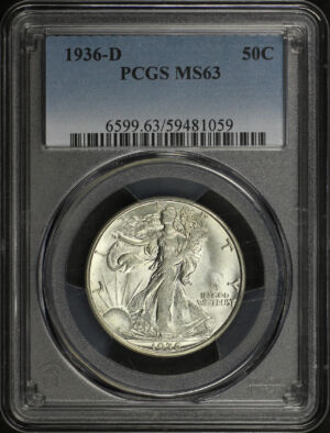 Obverse of this 1936-D Walking Liberty Half Dollar PCGS MS-63