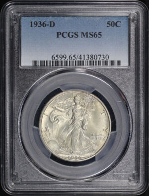 Obverse of this 1936-D Walking Liberty Half Dollar PCGS MS-65