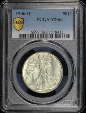 Obverse of this 1936-D Walking Liberty Half Dollar PCGS MS-66