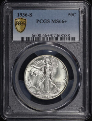 Obverse of this 1936-S Walking Liberty Half Dollar PCGS MS-66+