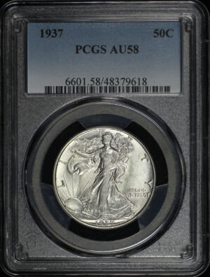 Obverse of this 1937 Walking Liberty Half Dollar PCGS AU-58