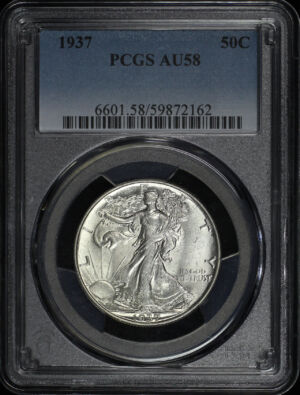 Obverse of this 1937 Walking Liberty Half Dollar PCGS AU-58
