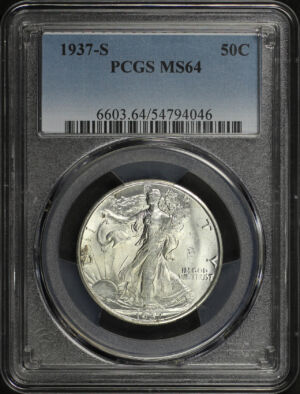 Obverse of this 1937-S Walking Liberty Half Dollar PCGS MS-64