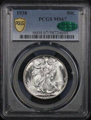 Obverse of this 1938 Walking Liberty Half Dollar PCGS MS-67 CAC