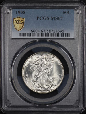 Obverse of this 1938 Walking Liberty Half Dollar PCGS MS-67