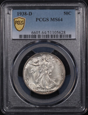 Obverse of this 1938-D Walking Liberty Half Dollar PCGS MS-64