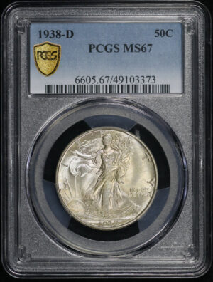 Obverse of this 1938-D Walking Liberty Half Dollar PCGS MS-67