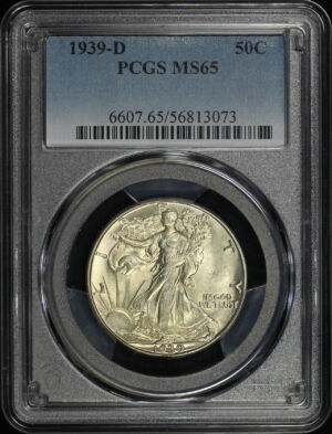 Obverse of this 1939-D Walking Liberty Half Dollar PCGS MS-65