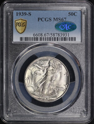 Obverse of this 1939-S Walking Liberty Half Dollar PCGS MS-67 CAC